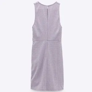ZARA Gingham Check Side Ruched dress mini super cute NWT Sleeveless size med thumbnail 6