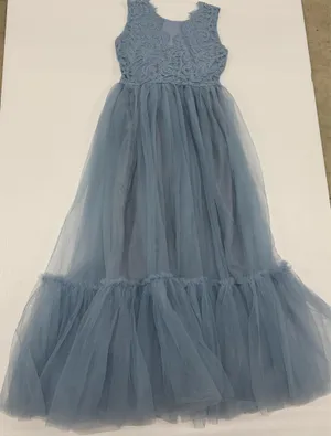 LalaMira Girls Dusty Blue Lace Tulle Sleeveless Formal Gown Dress Size 12Y NWT thumbnail 6