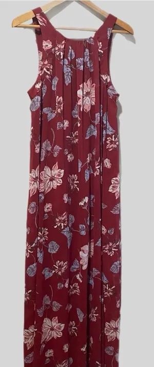 Free People Maxi‎ milkmaid Dress Medium Red Floral Fairy Whimsical Dress Boho thumbnail 1