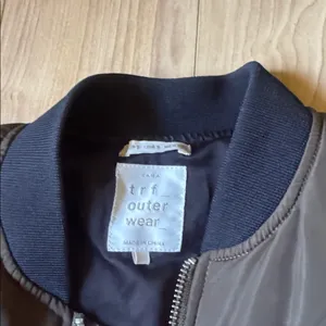 Zara Olive Bomber Jacket with Black Trim thumbnail 2