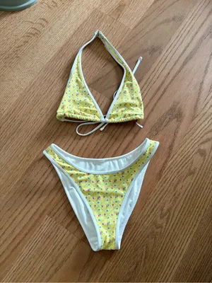 Frankie's Bikinis Yellow Floral Triangle Bikini Set thumbnail 2