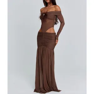 Outcast Clothing Maxi Dress Off Shoulder Cut Out Angelae Size M Brown thumbnail 6