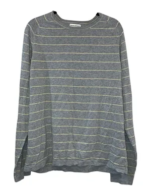 Banana‎ Republic Factory Thermal Shirt XL Gray Striped Long Sleeve Knit Top thumbnail 1