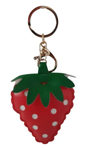 Puffy Strawberry Bag Charm Keychain Red thumbnail 1