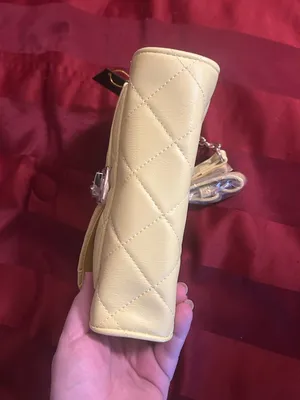 bebe Quilted Lemon Yellow Crossbody with Chain Detail thumbnail 6