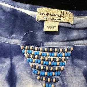 ONE WORLD Blue Tie-Dye Women's Top thumbnail 3