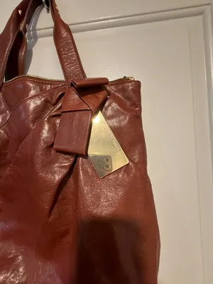 Vince Camuto Brown Leather Tote Bag with Bow Detail thumbnail 2