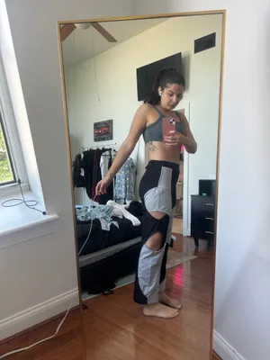 SheIn Black and grey cut out pants thumbnail 2