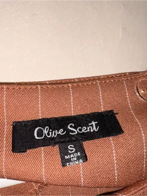 Olive scent orange pinstripe jumpsuit S thumbnail 3