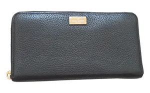 Kate Spade New York Wallet Black Pebble Leather Clamshell Zip Around Card Holder thumbnail 1