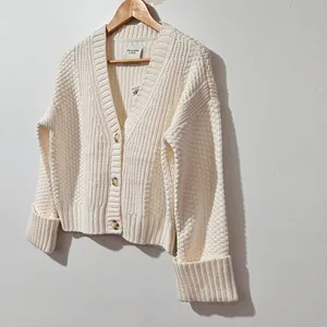 Abercrombie & Fitch Cameron Seed Stitch Cardigan-White -Size S-150-491-01255-178 thumbnail 3