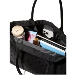 Victoria's Secret | Black Weekender Tote & Pink Scarf Set V Logo Embossed NWT thumbnail 3
