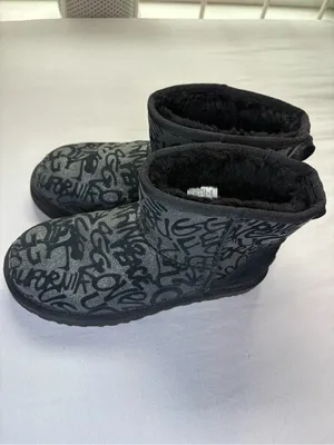 UGG Classic Mini Sparkle Graffiti Black Boots Women’s 7 1107034 thumbnail 8