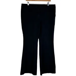Loft Flare Dress Pants Solid Black Mid Rise Career Professional Work Size 16 thumbnail 2