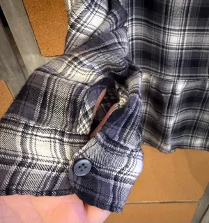 Abercrombie & Fitch Blk/White Plaid Babydoll Top Medium Soft Thin Flannel Peplum thumbnail 9
