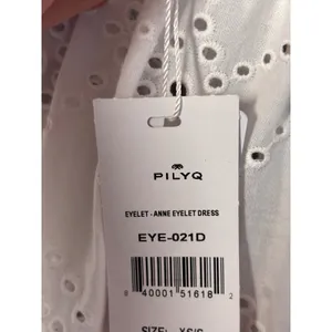 PilyQ Anne Eyelet Dress XS/S White Tiered Maxi Boho Coastal Unlined Coverup thumbnail 6