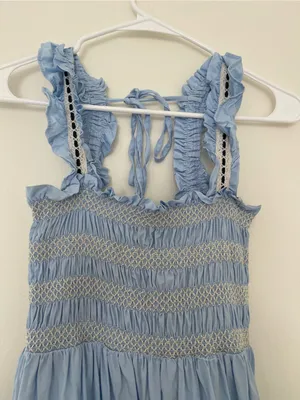 Light Blue Smocked Maxi Dress thumbnail 3