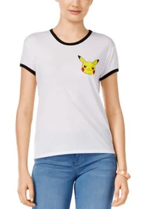 Mighty Fine Juniors Pokemon Pikachu Face White Shirt Large thumbnail 1