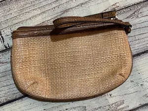 Guess Authentic Y2K Vintage Wristlet bag tan brown small Rhinestones silver logo thumbnail 6