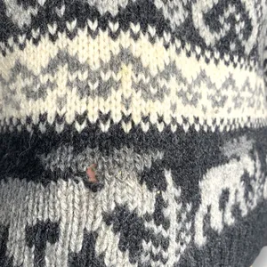 Vintage 90s Eddie Bauer Gray Black Moose‎ Nordic Fair Isle Turtleneck Sweater thumbnail 6