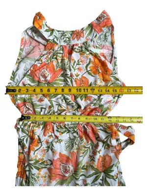 Petal&Pup Floral Halter Maxi Dress in White with Orange & Green Size 4 thumbnail 14