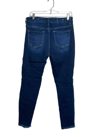 KanCan Dark Wash High Rise Stacked Waist Frayed Ankle Skinny Jeans thumbnail 6