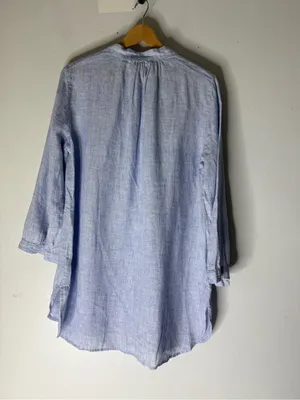 J Crew Linen Doris Tunic‎ Top Mini Dress Blue Size Small thumbnail 2