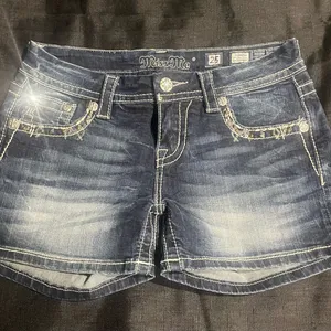 Miss Me Blue Jean Shorts with Distressed Wash thumbnail 1