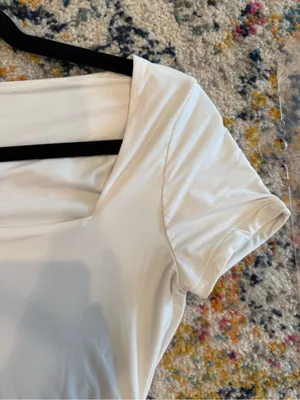 Abercrombie & Fitch White Square Neck Short Sleeve Bodysuit thumbnail 3