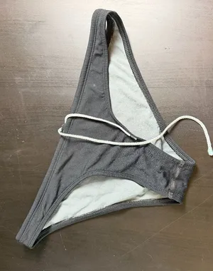 JOLYN Jo Lyn Bright Black Midl Drawstring Swim Bikini Bottoms Size Large thumbnail 1