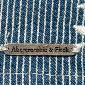 Abercrombie & Fitch Y2K Blue Pinstripe Embroidered Denim Mini‎ Skirt Size 8 thumbnail 6