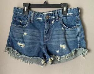 Free People Cowgirl Boho Beachy Distressed Frayed Denim‎ Jean Shorts 26 Blue thumbnail 1