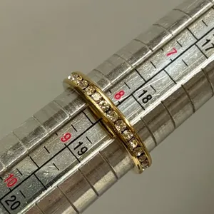 Sparkling Yellow Gold Plated Brass Channel Wedding Band Ring Size 8.25 thumbnail 2