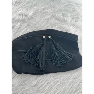 Mossimo suede boho fringe tassel Top zipper clutch thumbnail 2