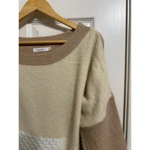 Amaryllis women's patchwork oversized boat neck‎ sweater size Xs/S Brown thumbnail 3