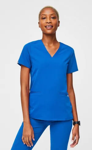 FIGS Casma Three-Pocket Scrub Top in Royal Blue thumbnail 1
