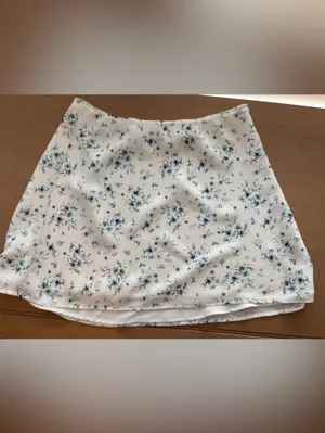 Garage White Mini Skirt with blue Floral Print thumbnail 2