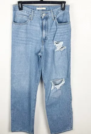 LEVI’S ‘94 Baggy 100% Cotton Light Wash Ripped High Rise Jeans, Size 30 thumbnail 1