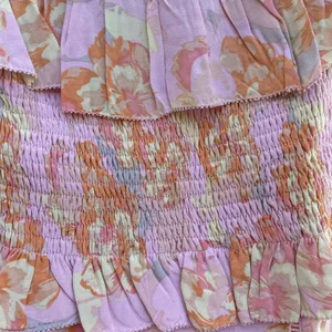 Astr floral print ruffle off- shoulder mini dress smocked bodice size M thumbnail 8