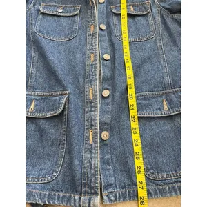 Cherokee womens denim cotton long sleeve trench car coat Size Medium with flaws thumbnail 6