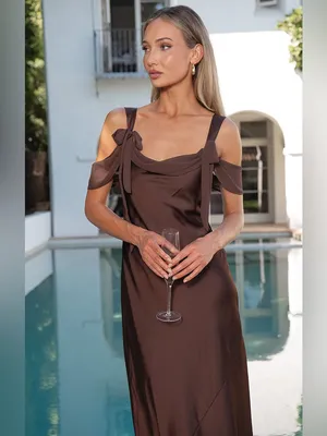 NWT Show Me Your Mumu Bella Maxi Dress size XL Chocolate Brown Luxe Satin thumbnail 5