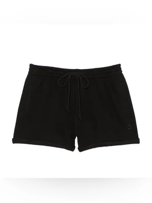 VICTORIA’S SECRET PINK Fleece Rolled Hem High-Rise Shorts Pure Black Comfy XL thumbnail 8