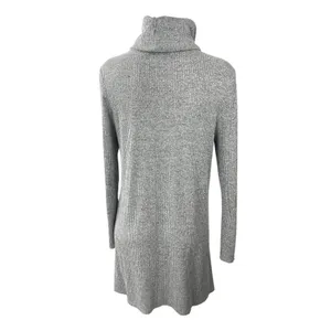 Neely Women's Gray Ribbed Knit Cowl Neck Long Sleeve Mini Tunic Sweater Dress M thumbnail 3