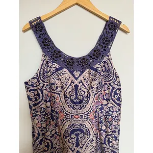 Free People Women's Jeweled Folklore Purple Paisley Boho Dress Size 10​ thumbnail 3