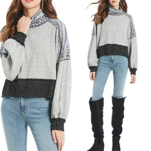 NEW Free People At The Lodge Pullover Top Size XS Grey Frost Combo Fair Isle Ski thumbnail 11