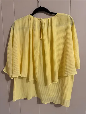 Zara Pale Yellow Layered Flutter Sleeve Tunic thumbnail 3