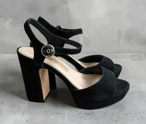 ZARA Black Ankle Strap Platform Heels Size 37 / US 6.5 thumbnail 1