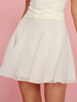 Rihoas Apricot Solid Chiffon Mini Skirt Size M thumbnail 1