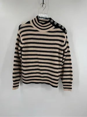 J.Crew Striped Mockneck Sweater Size XS Jewel Rhinestone Twee Glam Preppy Heavy thumbnail 2