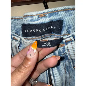 Aeropostale 90s Baggy Jeans Women 0 Light Wash Distressed High‎ Rise Denim Y2K thumbnail 3